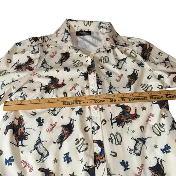 Nylon Apparel Rodeo Blouse Size Small - Made In The USA -‎ Western Cowboy Lasso - Picture 8 of 11